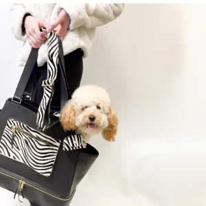 Borsa per cani di design in vera pelle e con dettagli in cavallino